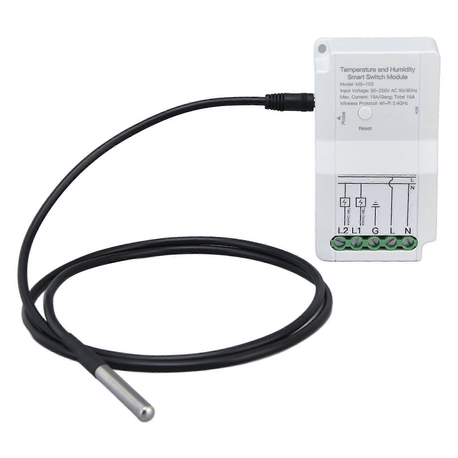 Module de commutation de température et d’humidité WiFi à double relais avec sonde de température 90250V pour l’application intelligente TUYA