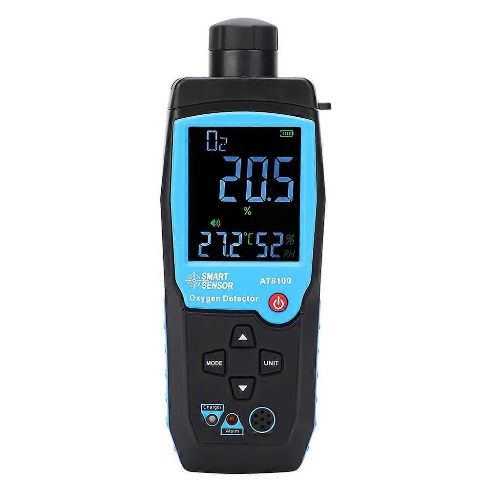 AT8100 Portable Oxygen Detector 0-25% Range LCD Display Black