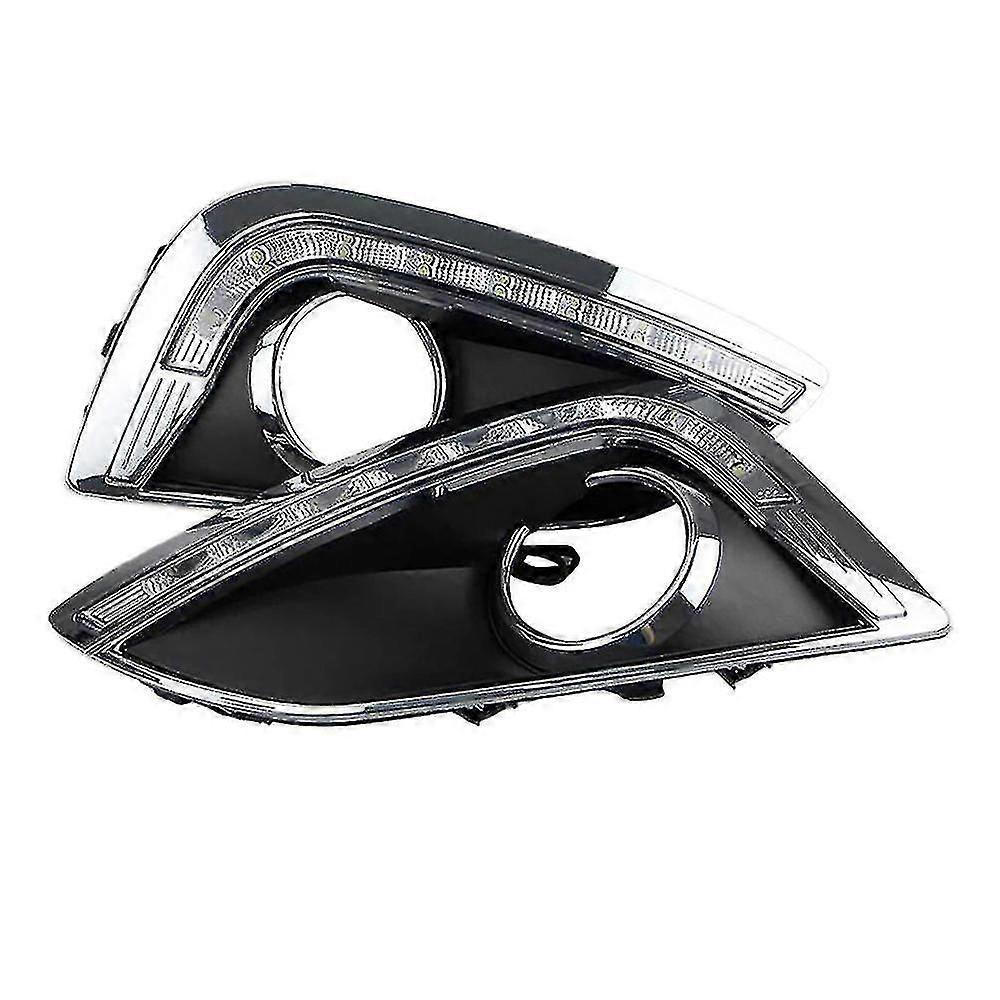 1pair Daytime Running Light With Fog Lamp Hole Corner Light Signal Lamp Assembly For Ix35 2010-2013