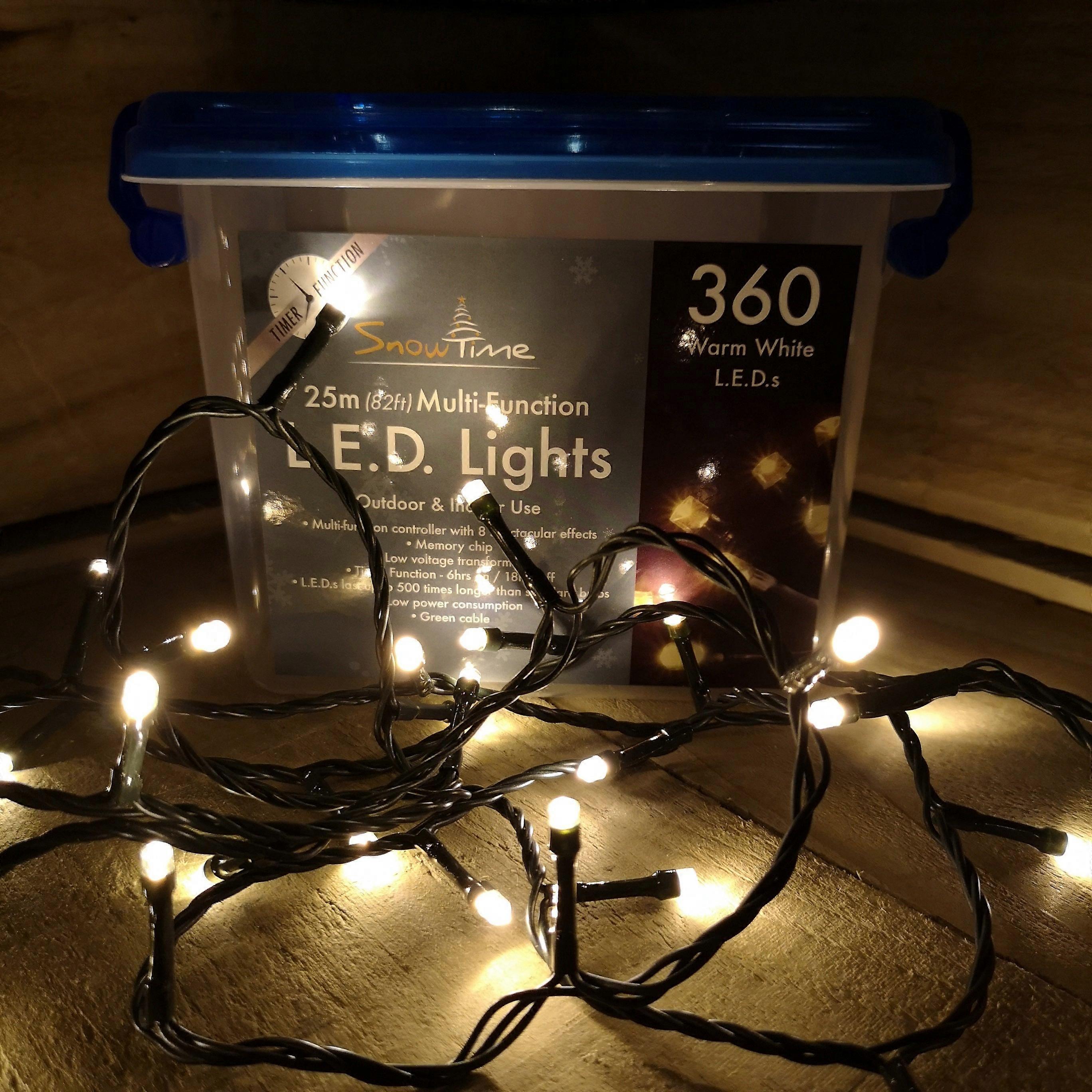 Snowtime Christmas 360 Warm White Led Multi-function Lights 25m With Timer