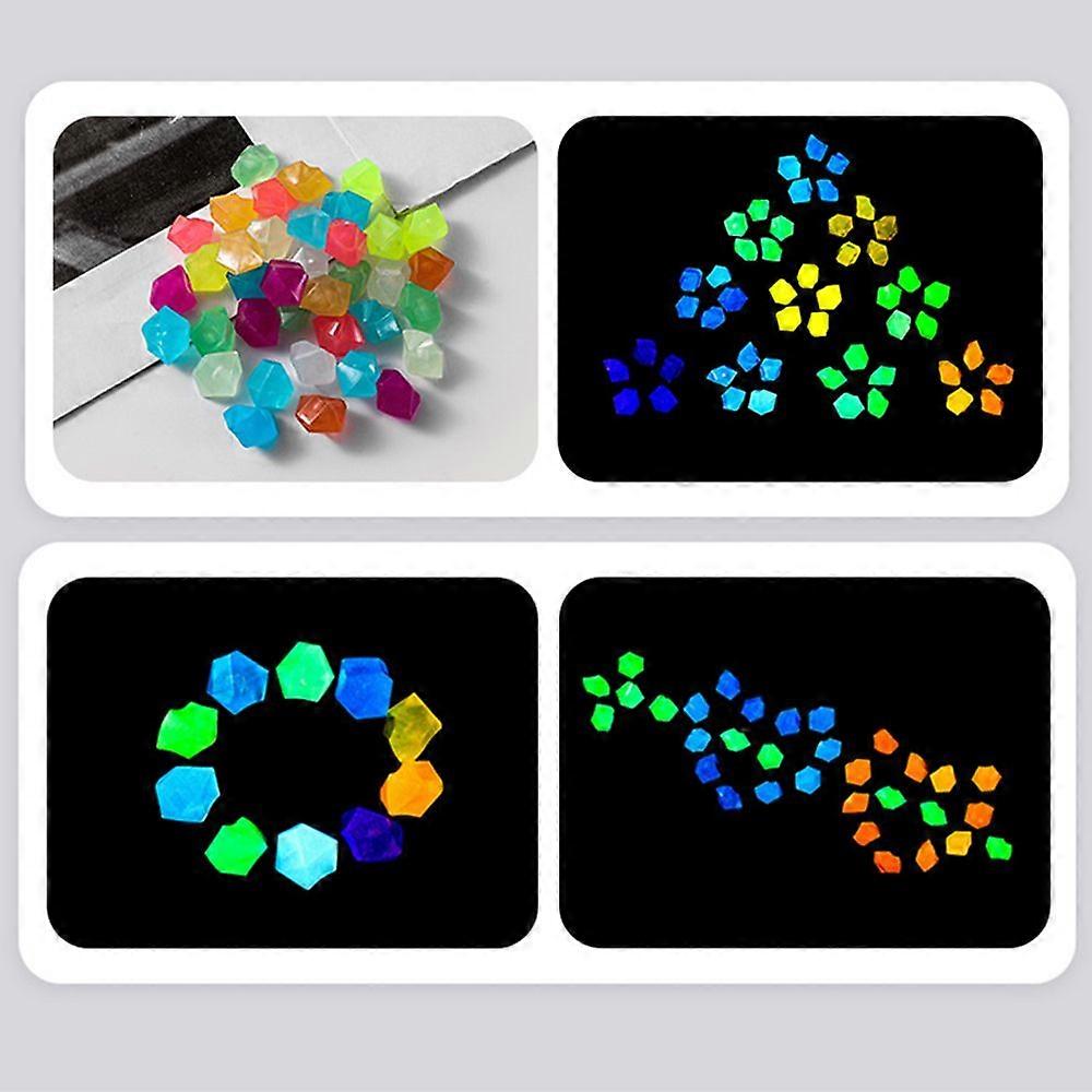 100pcs Glow in the Dark Stones Glow Stones Diamond-Shaped Fluorescent Stone Decoration for Aquarium Waterscape Outdoor Yard Landscape Garden Walkway