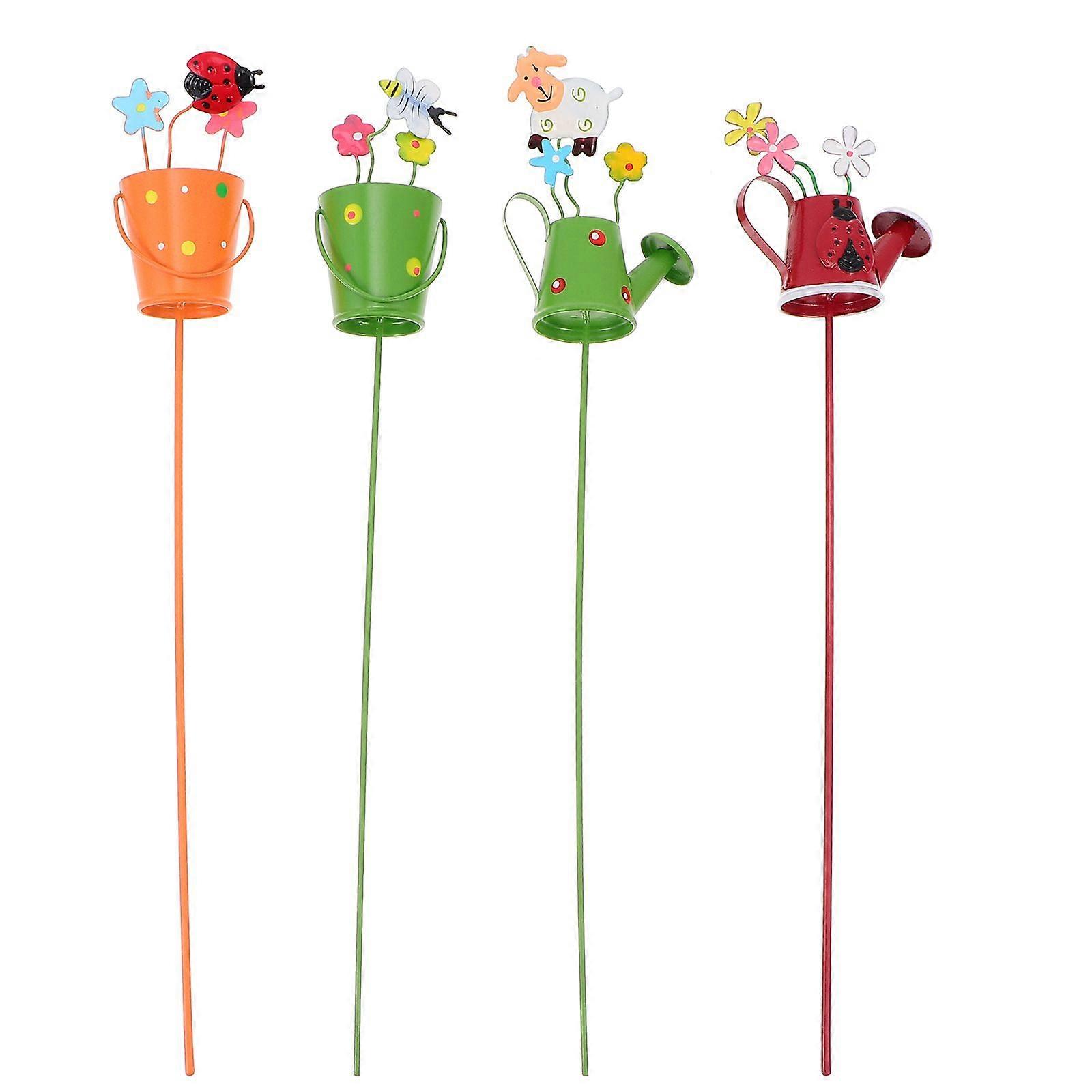 4pcs Creative Watering Pot Inserting Decors Unique Flower Arrangement Decors