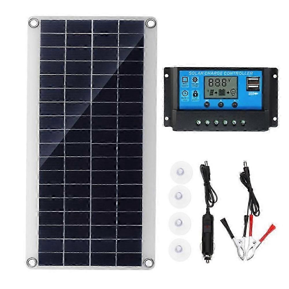 10 W Flexible Solarpanel-Solarzellen für Auto, Wohnmobil, Boot, Haus, Dach, Van, Camping, Solarbatterie, 30-A-Solarcontroller-Modul