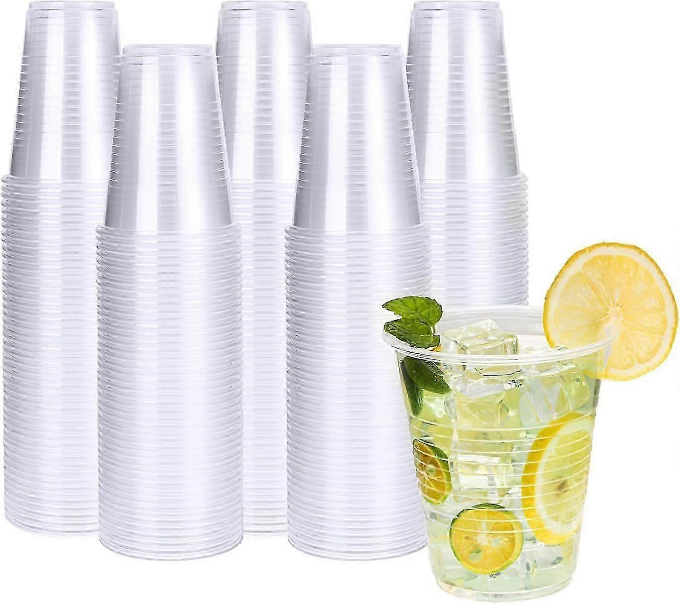 12 oz Plastic Cups, 300 Pack - Clear Disposable Drinking Cups for Cold Beverages, Transpar