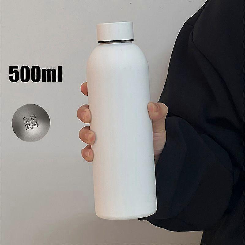 17oz/500Ml Water Bottle,Double Wall Stainless Steel Vacuum Insulated Water Bottle Keeps Drinks Cold 24 Hrs/Hot 12 Hrs-White