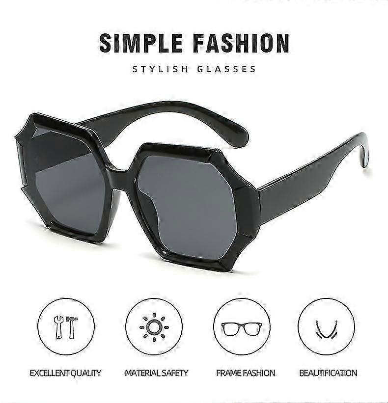 Unique Polygonal Square Sunglasses Brand Designer Gradient Lenses Sunglasses For Woman Classic Retro Vintage Big Shades Lady