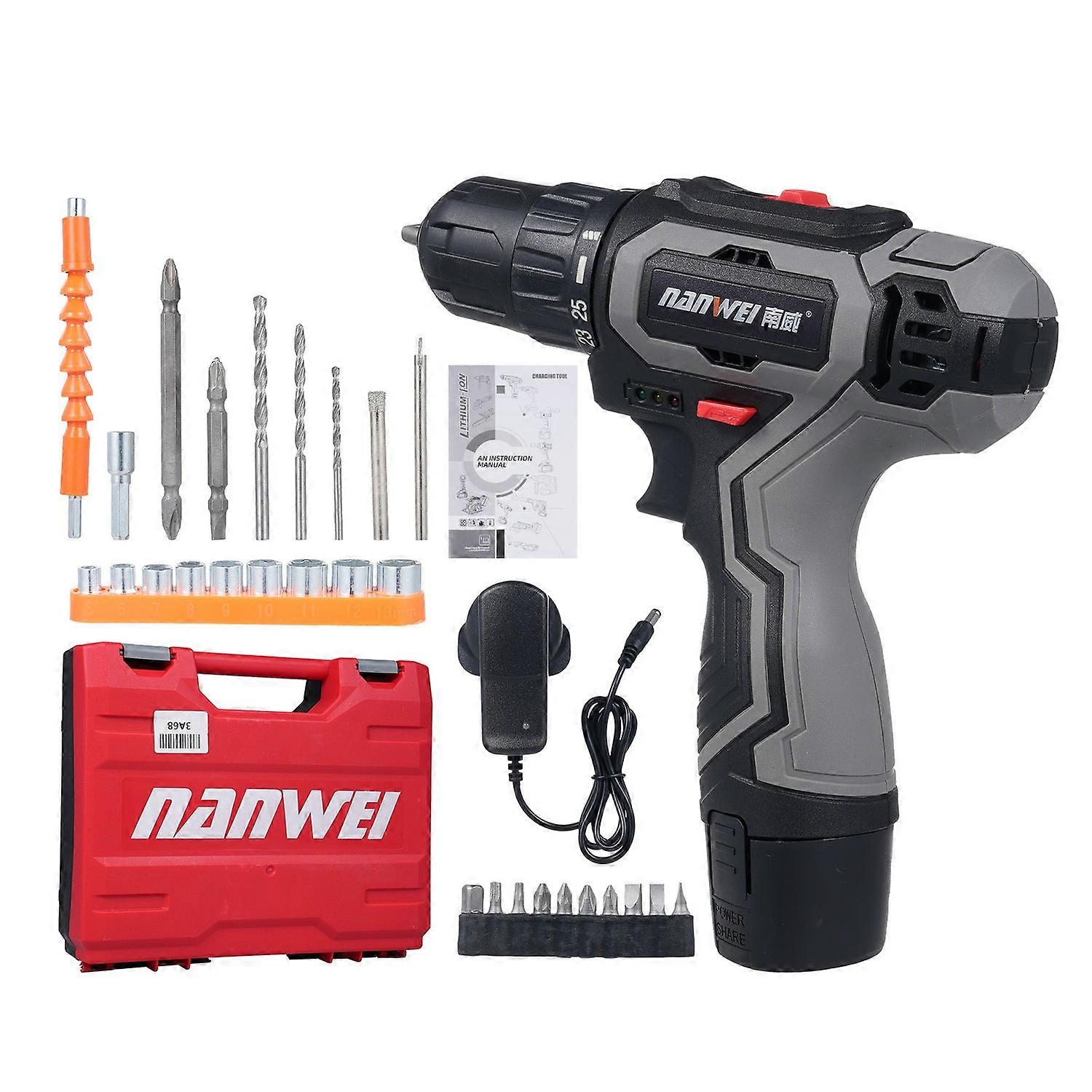 Electric Drill Sets Cordless Drill Driver 25+1 Torque Setting Dual Speed Infinitely Variable Speed f
