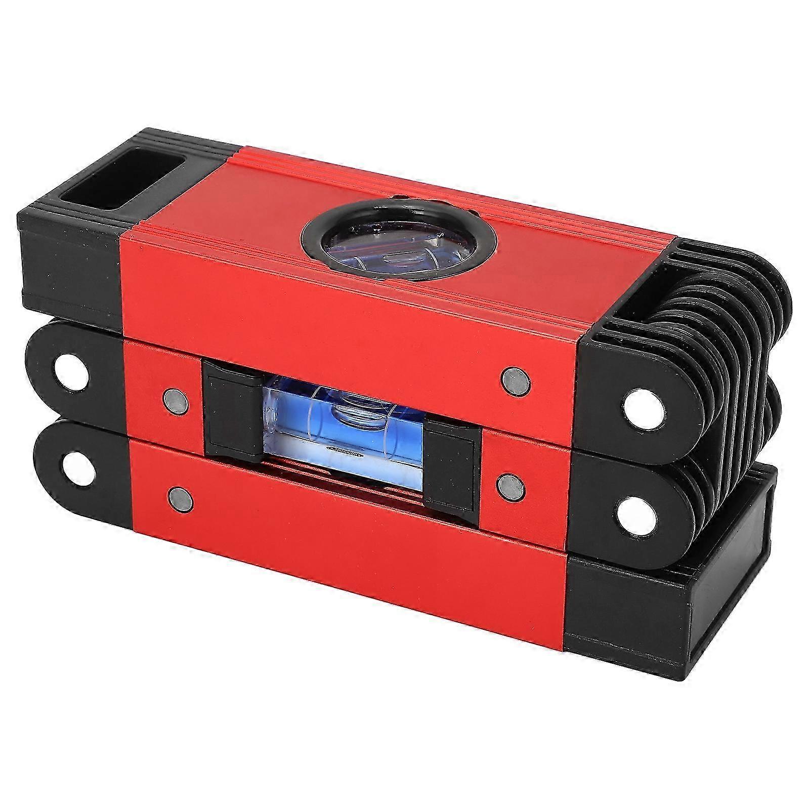 Magnetic Foldable Level 3 Sections Flexible Level Multi Angle Woodworking Level Measuring Tool Red