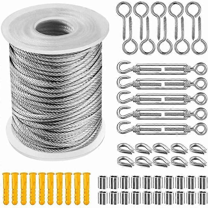 Multipurpose Usage Guide Wire For Outdoor String Lights, Easy To Install With Anti-Corrosion And Rust Resistance, Heavy-Duty 20M Stainless Steel
