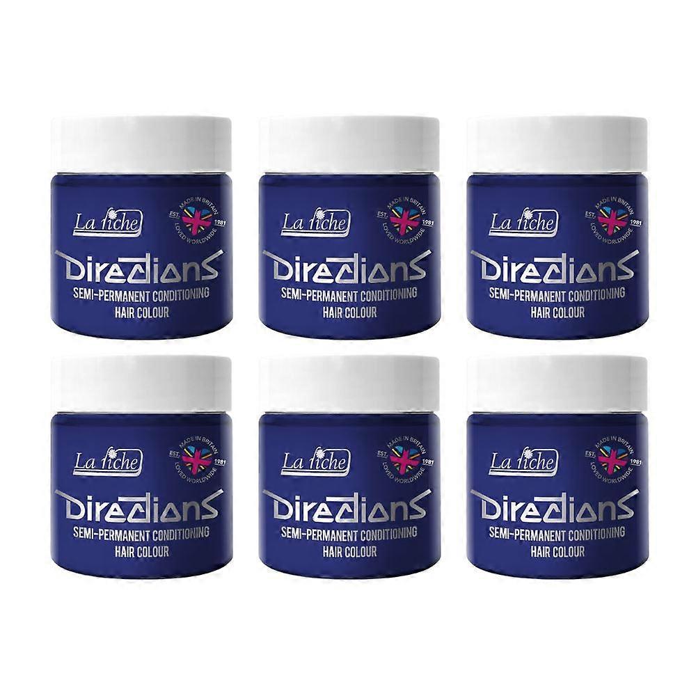 6 x La Riche Directions Semi-Permanent Hair Color 100ml Tubs - Neon Blue