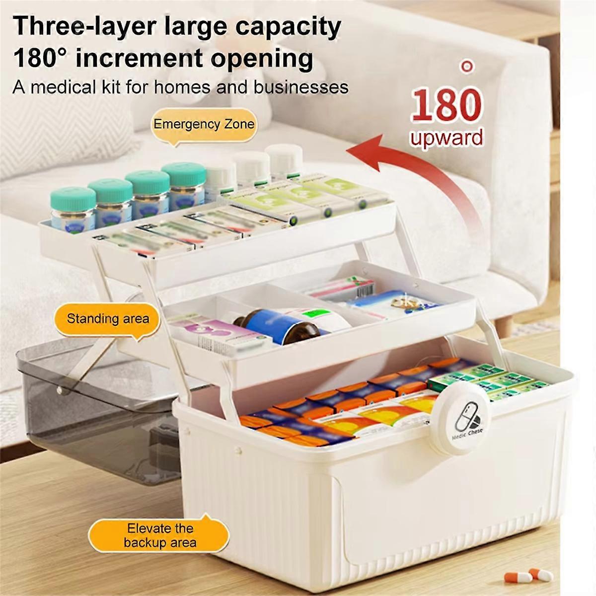 Portable Multi-Layer Medicine Organizer Box Large Capacity Kit Storage with Classification Compartme