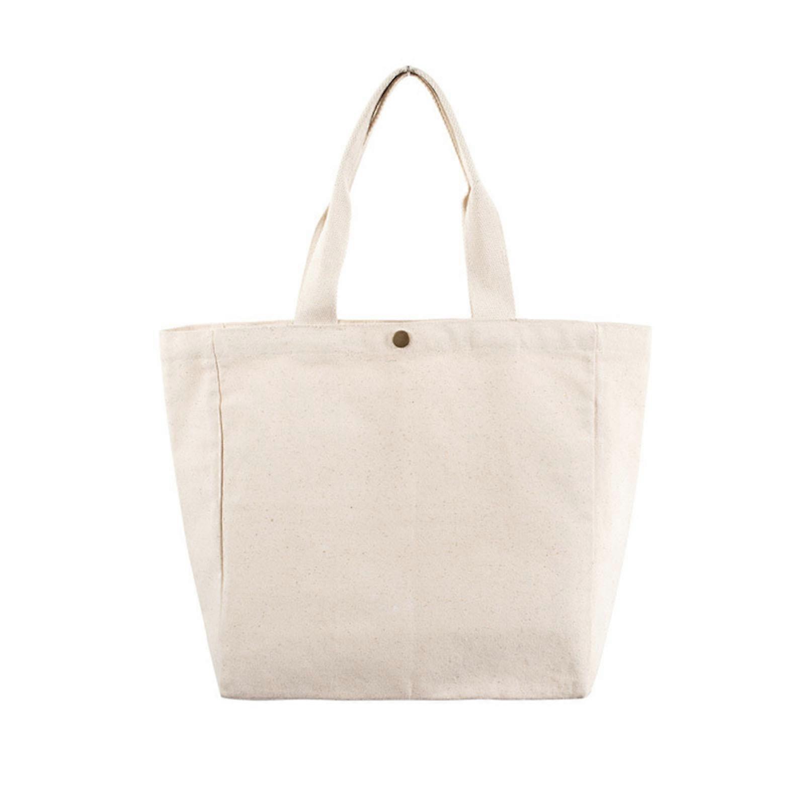 תיק ארוחת צהריים קיץ בד תיק יד ליידי תיקי יד צבע אחיד לנשים בנות תיקי מכולת לבן 33X33X12 ס"מ