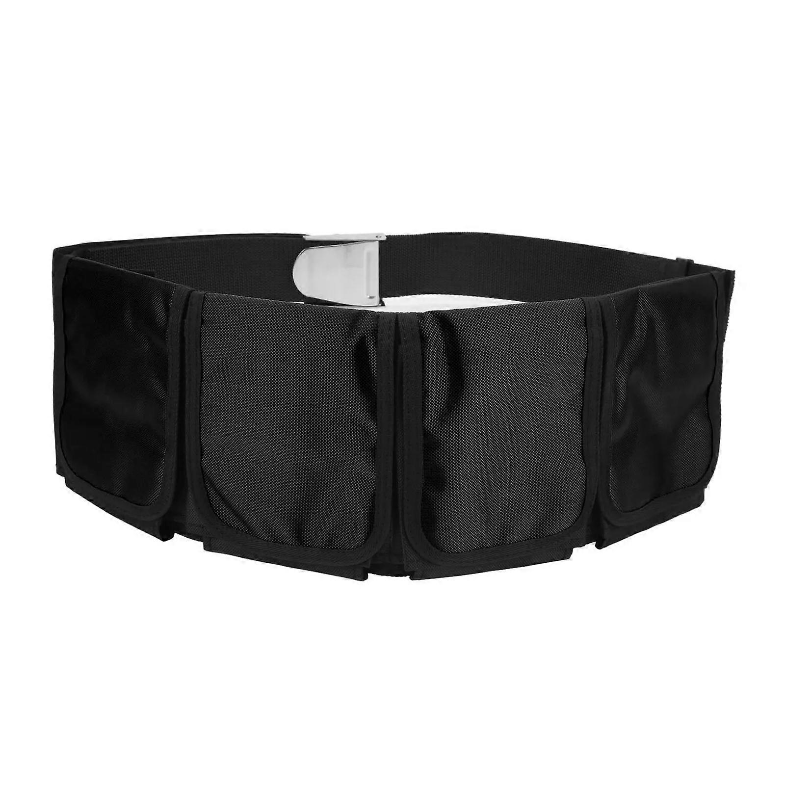 Cintura di zavorra con 4 tasche Fibbia a sgancio rapido Tasca da immersione Cintura di peso Cintura di peso regolabile Cintura per uomo di colore nero