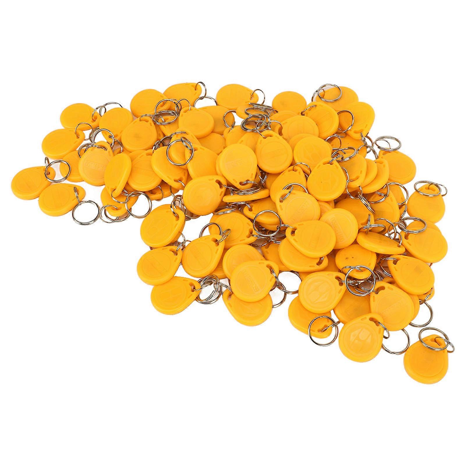 100 Pcs Door Lock Key Fobs 125KHz Read Only Smart Contactless Proximity ID Card Access Control Tag Yellow 