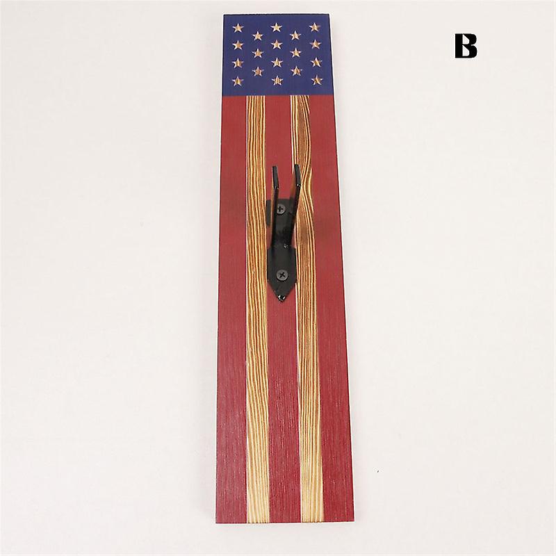 European Deer Mount Plaque Prey Display Rack Wooden Background Stars And Stripes Patterns Home Decor
