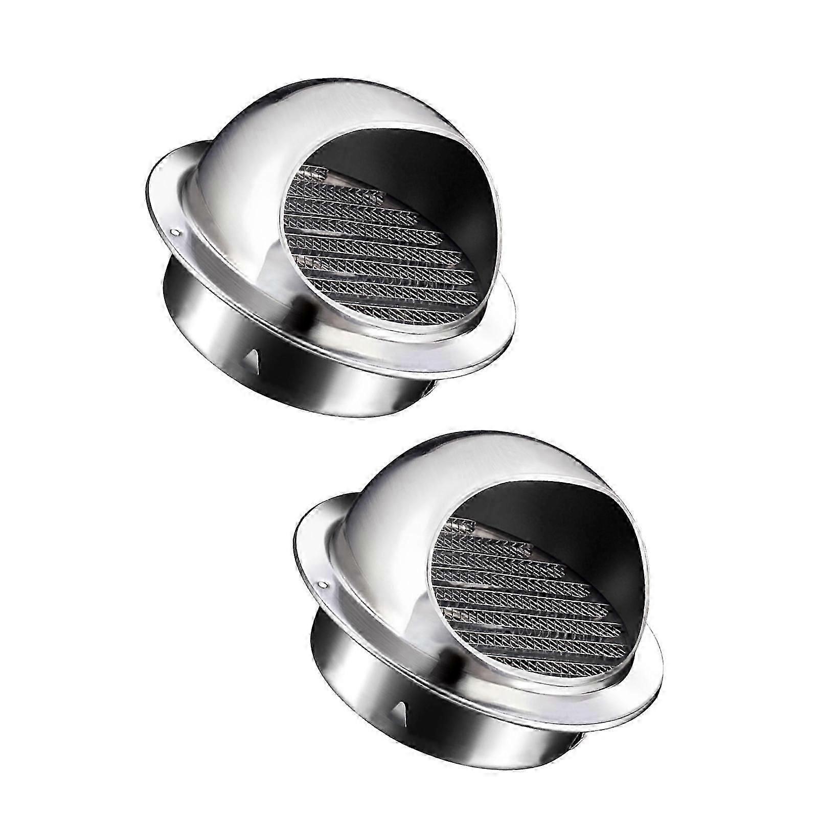 2x Round Wall Vent Outside Cap Built in Fine Mesh for Kitchen