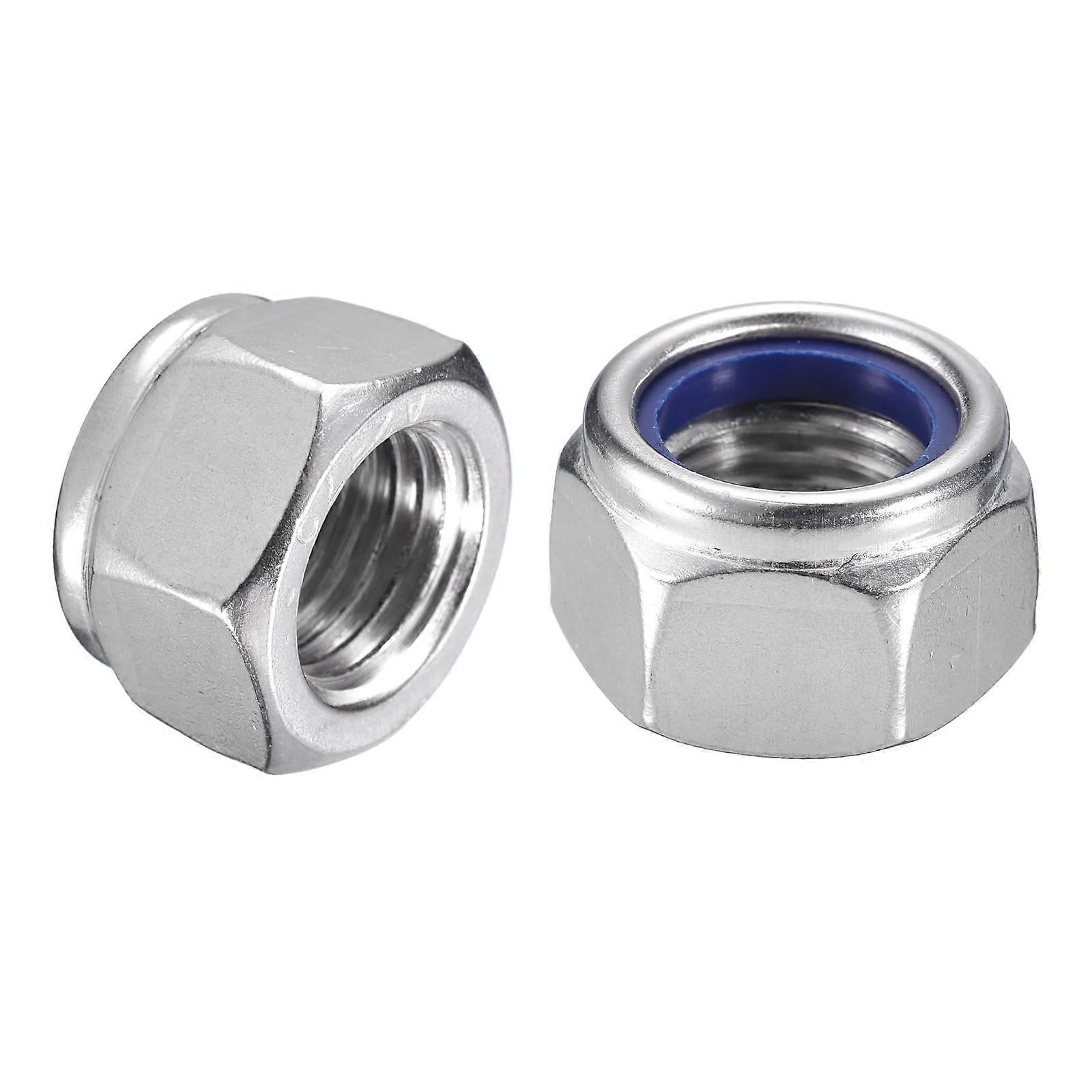 M22 x 2.5 Nylon Insert Hex Lock Nuts, 10 Pcs 304 Stainless Steel Self-Locking Stop Nut, Industrial Construction Fasteners Silver Blue