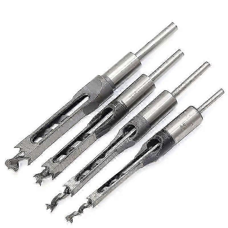 High Speed Steel Woodworking Square Hole Mortise Drill Bit Set Chisel Drill Bits Adjustable Mortising Chisel Woodworking Tool Gift For(4pcs)