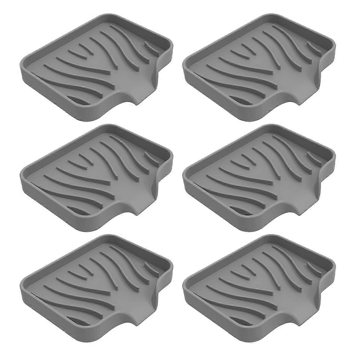 6 stk håndvask sæbebakke - grå