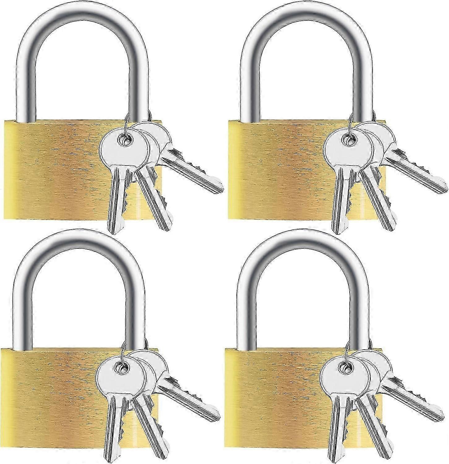 4pcs Solid Brass Keyed Padlocks with Keys 12, Small Padlocks with Same Key, Pad Lock with Key, Storage Lock Shackle for Outdoor Indoor Use