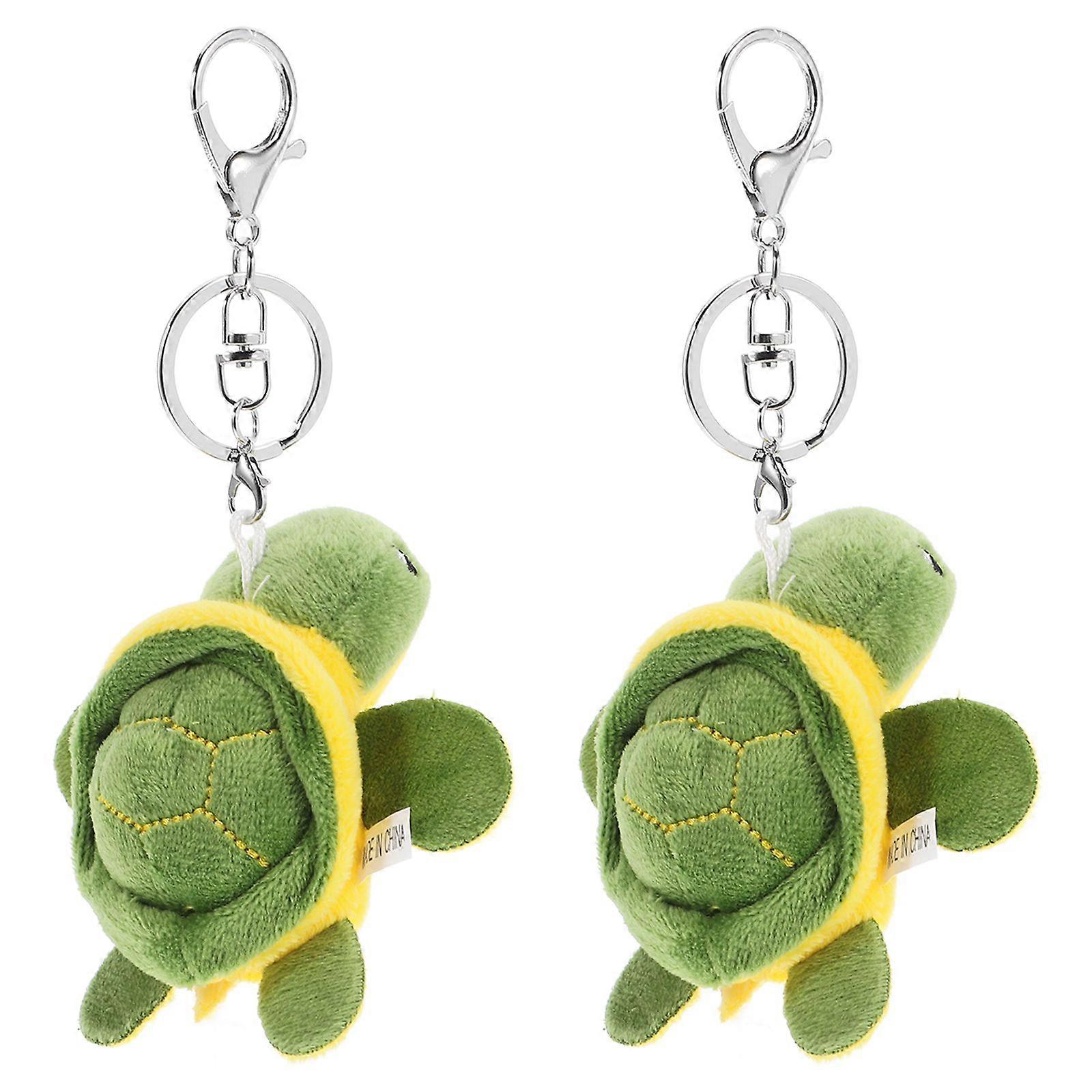 2pcs Fluffy Keychain Peluche Turtle Keychain Stuffed Animal Keychain Bag Hanging Keychain