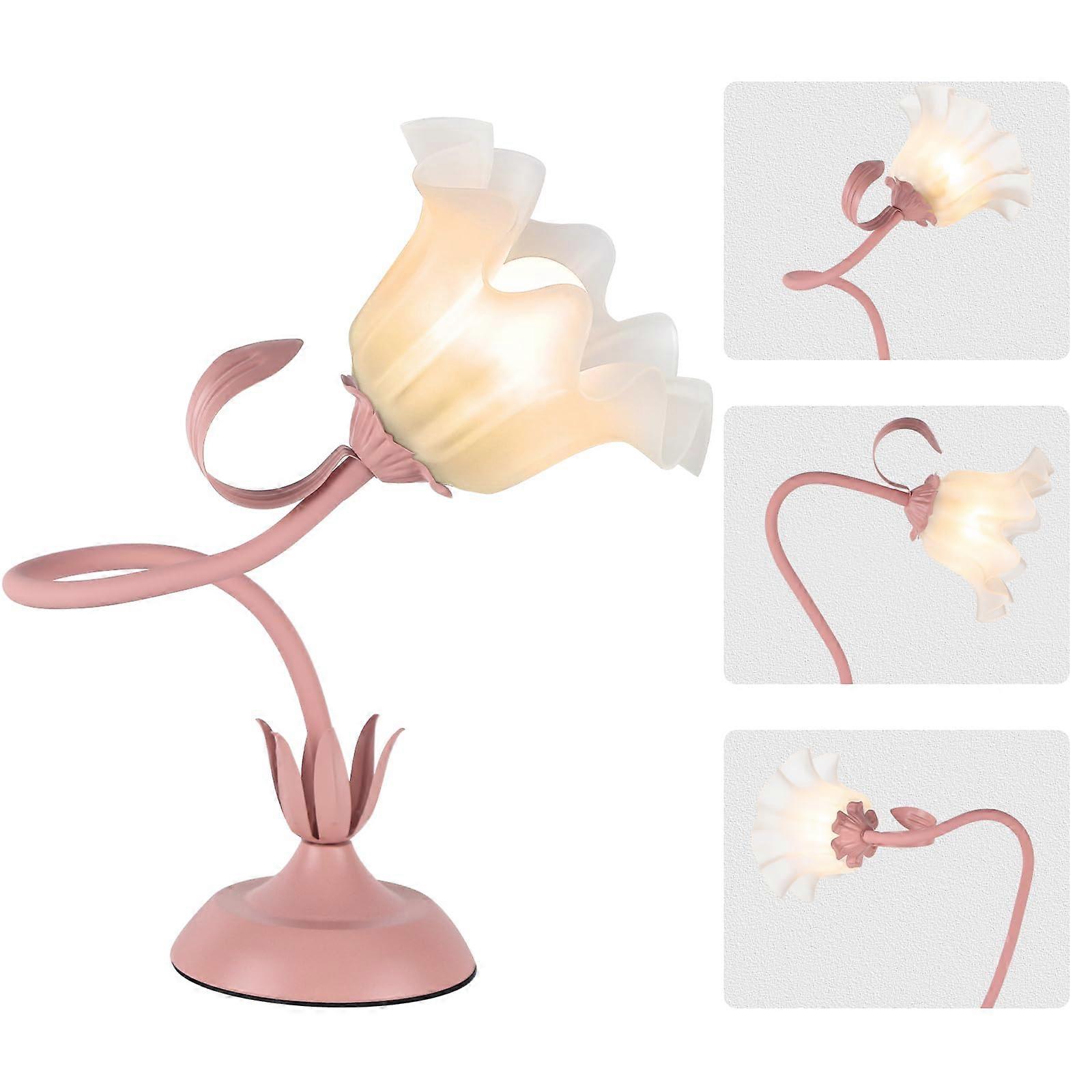 Cute Flower Desk Lamp with LED Bulb, 3 Color Temperature Vintage Table Lamp for Bedroom and Office Use
