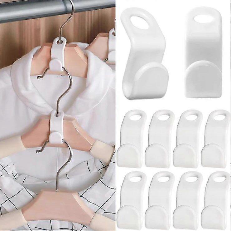 10-Pack - Clothes hanger / Hook for Hanger - Save space in wardrobe White 10-Pack