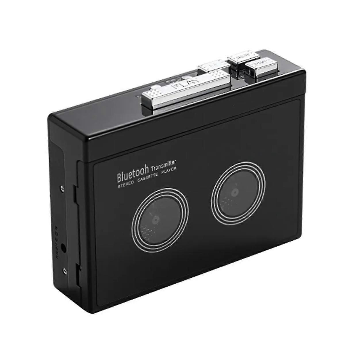 Black Retro Stereo Cassette Player Walkman Cassette Tape Music Audio Auto Reverse with Bluetooth