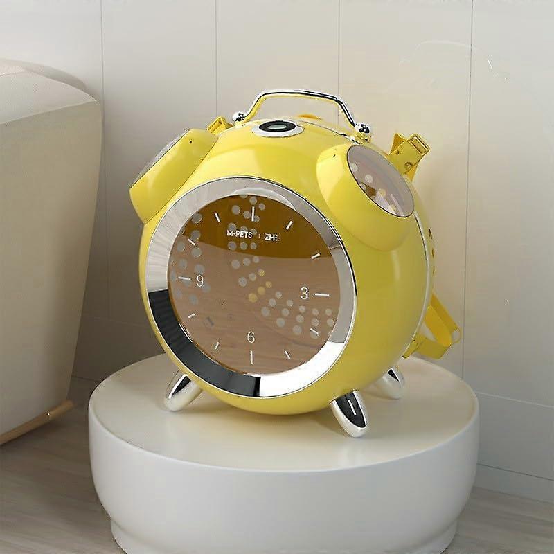 Cat Backpack with Temperature Display, Large-Capacity Pet Travel Carrier, Green/Yellow Space Capsule, Breathing Hole