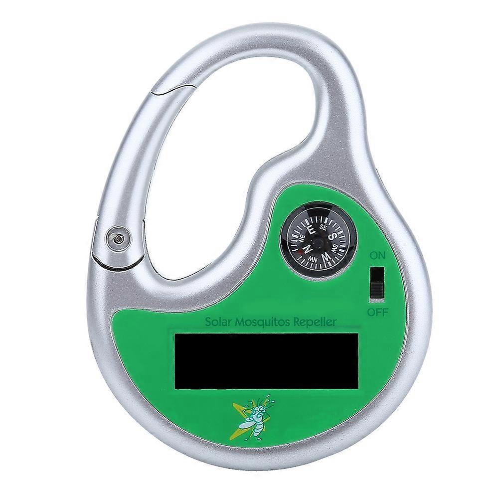 Portable Solar Powered Sound Wave Mosquito Repeller Outdoor Use with Compass,Green