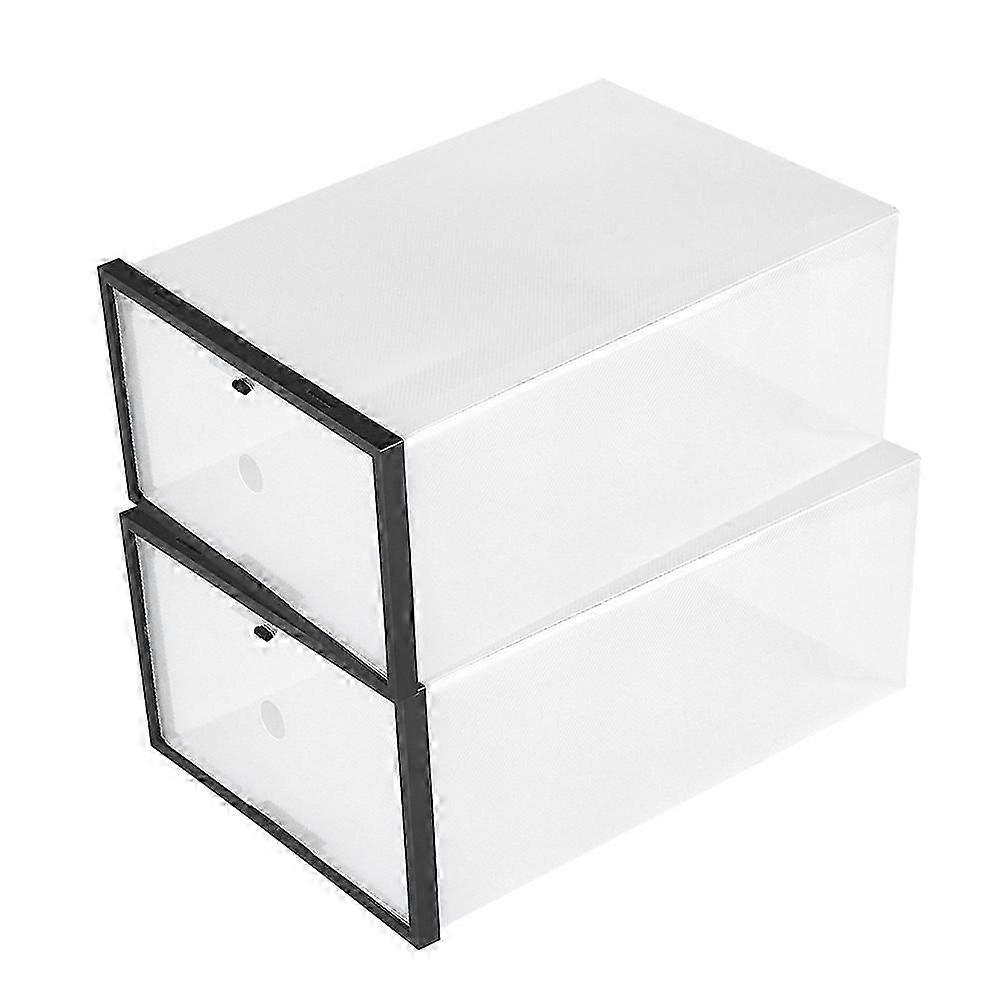 Clear Foldable Plastic Drawer Shoe Storage Case Stackable Box Organizer ,Black &My