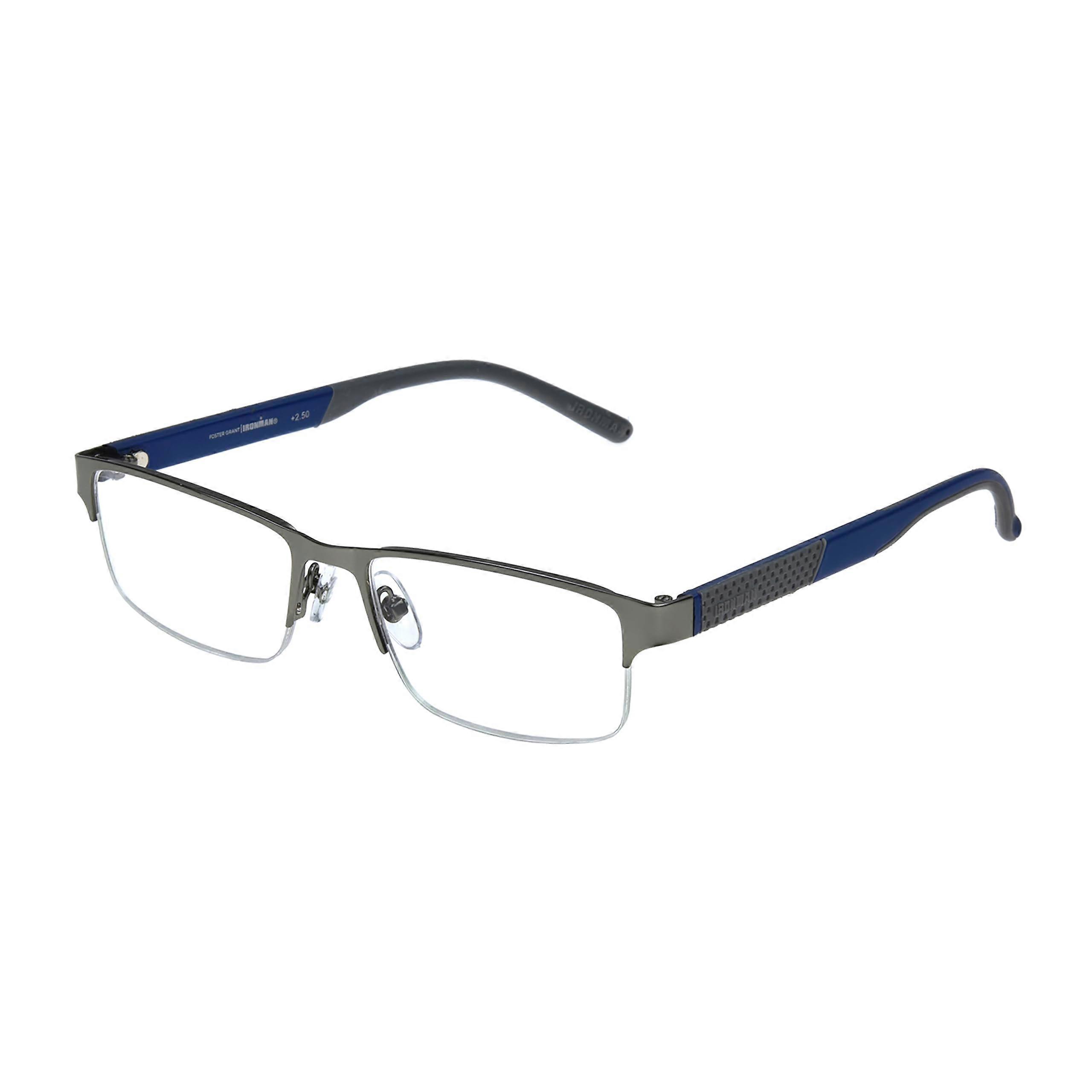 Men's Momentum Rectangular Reading Glasses 1.5 Magnification Lightweight Metal Frame Blue Color