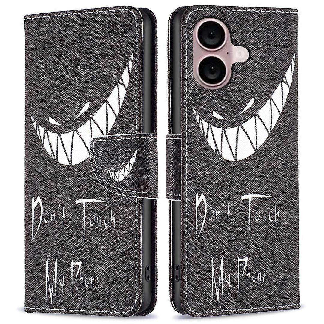 For iPhone 16 Plus Leather Case Pattern Printing Wallet Stand Anti-fall Phone Cover