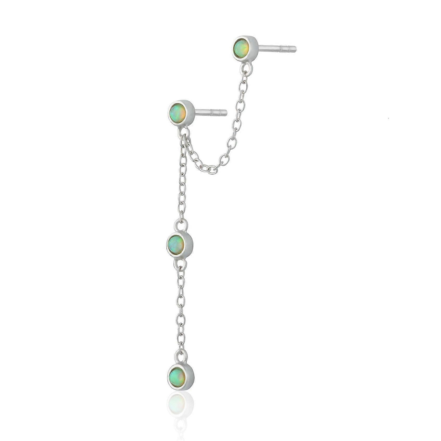 Silver Lime Opal Chandelier Stud Single Earring