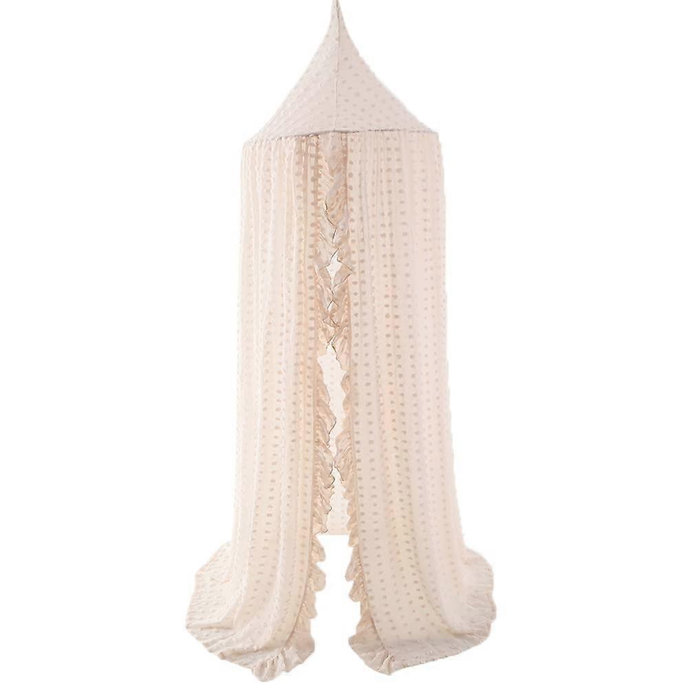 Princess Bed Canopy Round Dome Mosquito Net with Frills, 3M Size Hanging Curtain for Kids Reading Nook Decoration