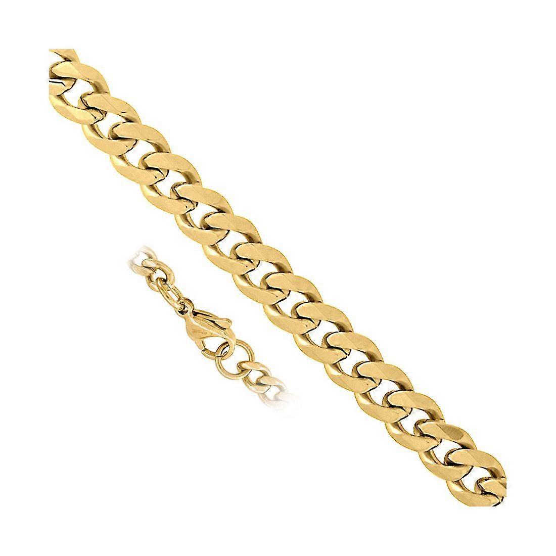 Yellow Stainless Steel Unisex 7mm 9 Inch Comfort Curb Fashion Link Bracelet-Link-Bracelet for Women