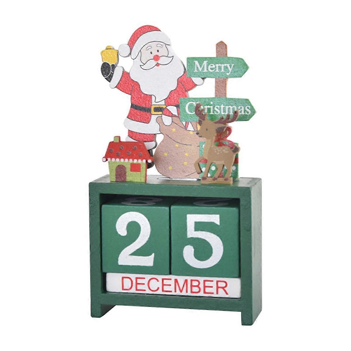 Table Calendar Tabletop Number Date Wooden Blocks Calendar A