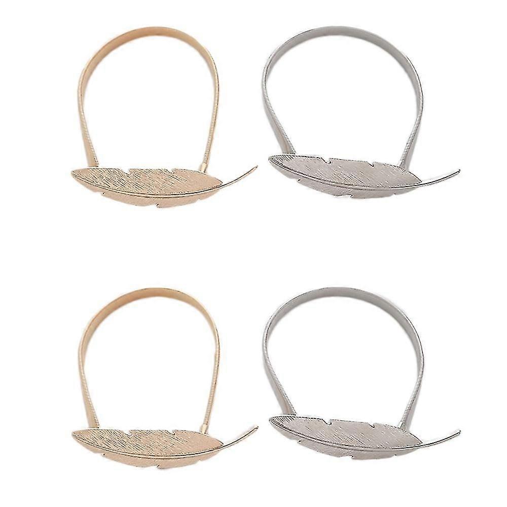4 Pack Curtain Tiebacks,Simple Leaves Spring Soft Tie Rope Elastic Hook Metal Curtain Tie