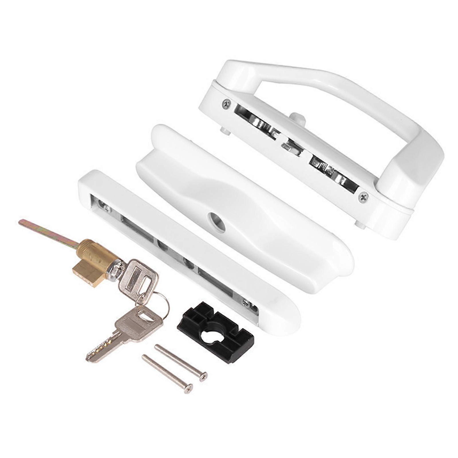 Sliding Patio Door Handle Set Balcony Glass Door Handle Lock Single Side with Key Full Replacement Handle Lock Enduring