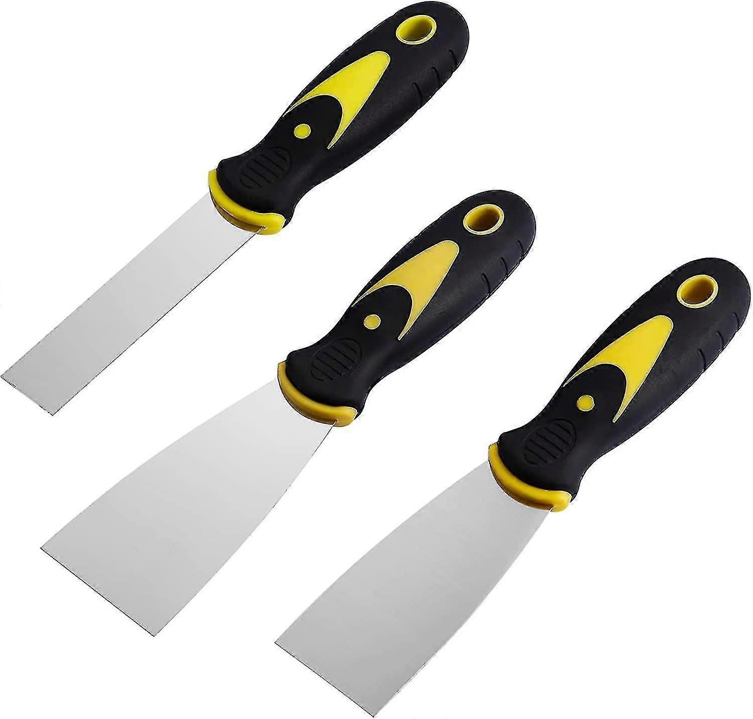 3Pcs Wallpaper Scraper, Stainless Steel Paint Scraper Tool Plaster Scraper Set - 1/1.5/2 Inch