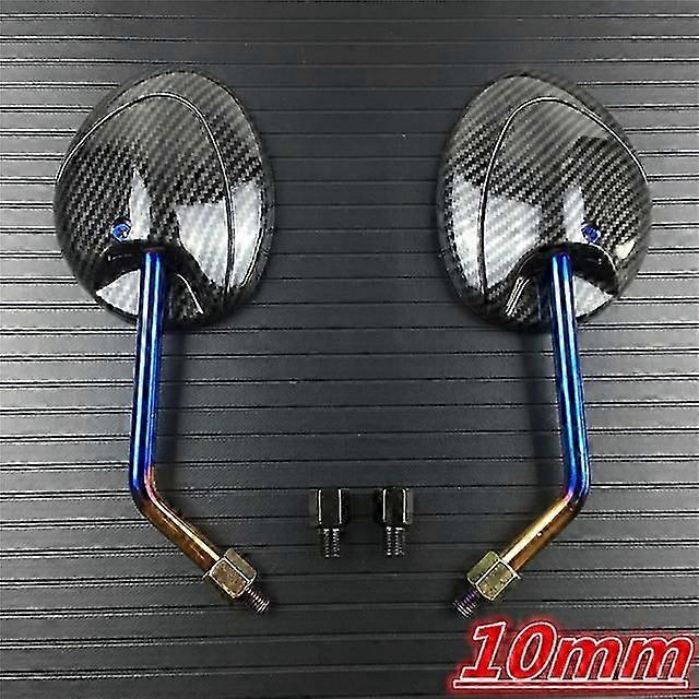 1 Pair 22mm Handle Bar Universal Motorcycle Carbon Fiber Texture Burnt Titanium Technology Rear View Rearview Mirrors 8mm 10mm