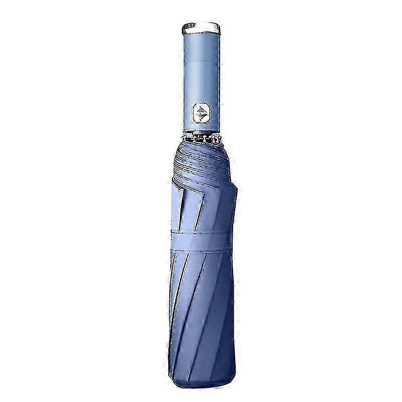 Automatic Folding Umbrella with LED Light for Rain & Sun Protection - 10 Bone Blue