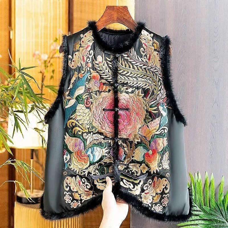 Women's Spring and Fall Retro Embroidery Design Vest