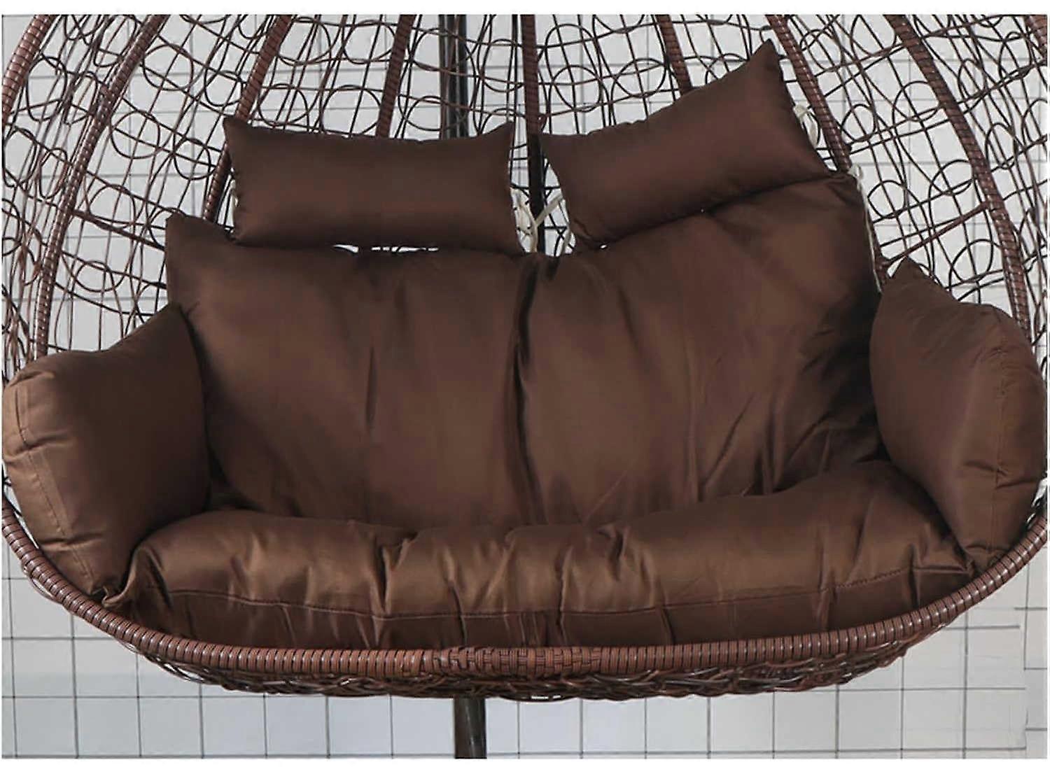 Double Seater Hanging Chair Thick Washable and Reusable Suitable for Outdoor and Indoor Hammock Chairs Replacement for Egg Chair Brown