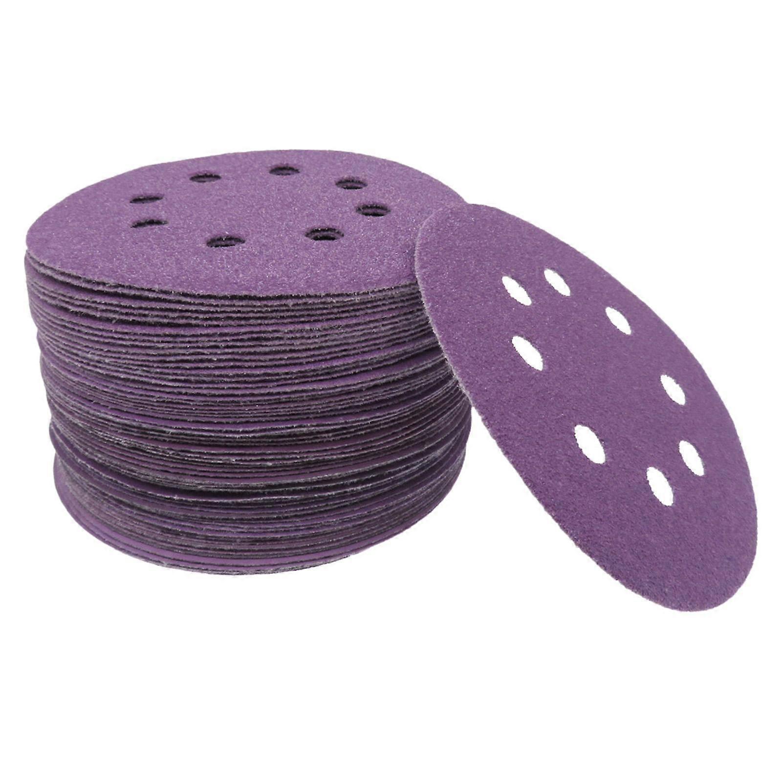 8 Hole Flocking Sandpapers Loop Pads Sanding Disc 30Pcs Aluminum Oxide Round