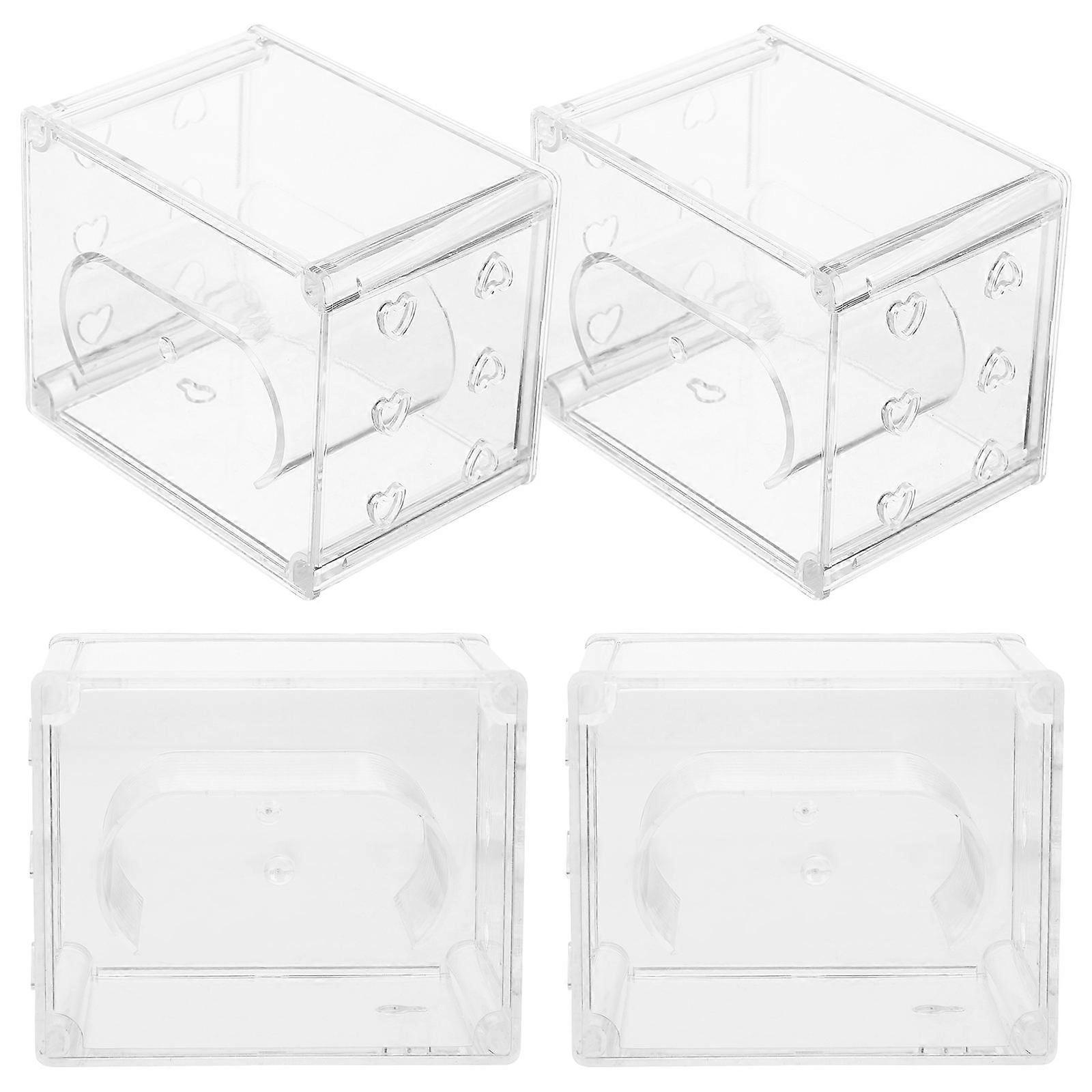 4pcs Transparent Watch Box Travel Holder Jewelry Organizer Durable Plastic Display Case Stylish Design for Men Women Home Travel Use