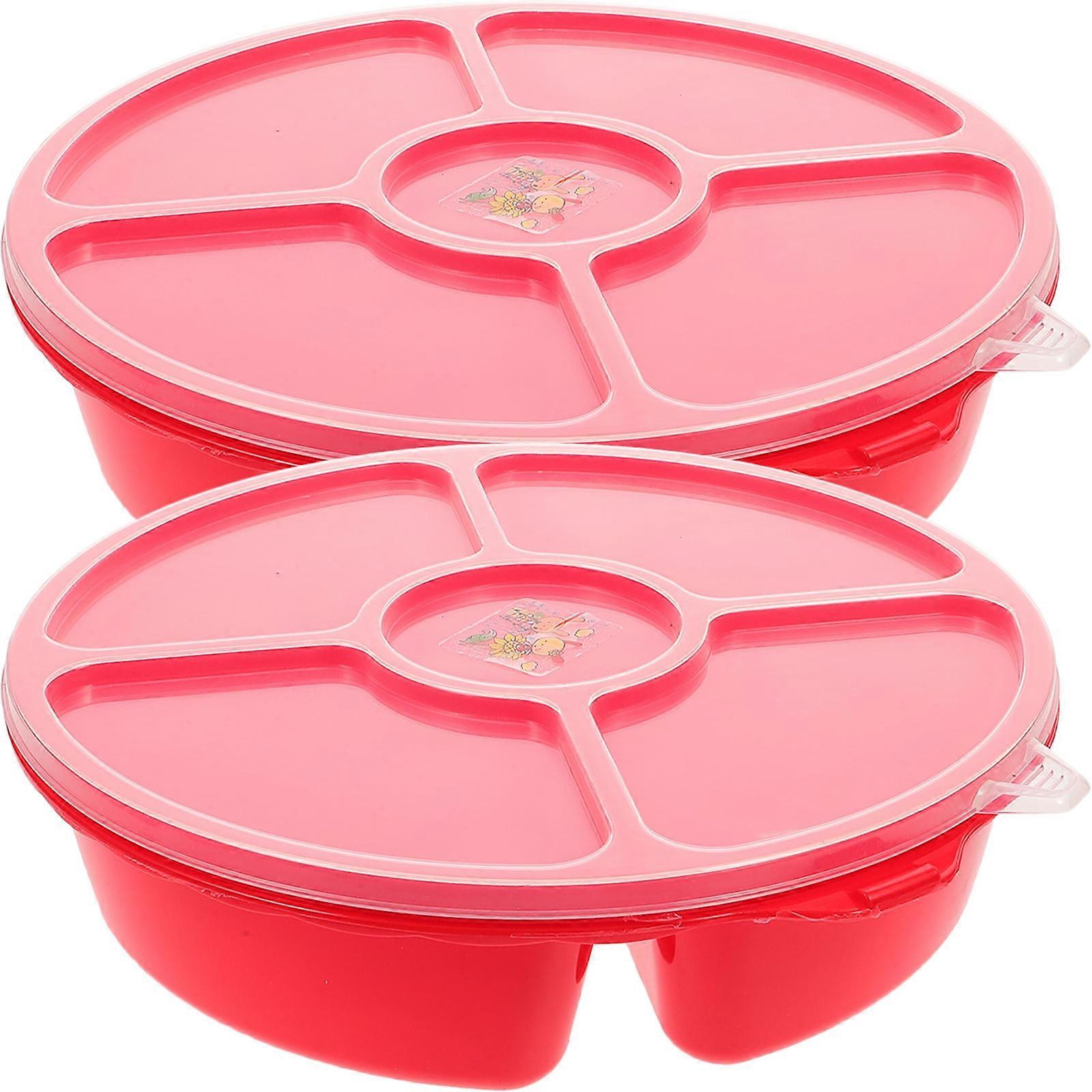 Creative Multi Sectional Snack Serving Tray Set with Lid for Home (Random Color)