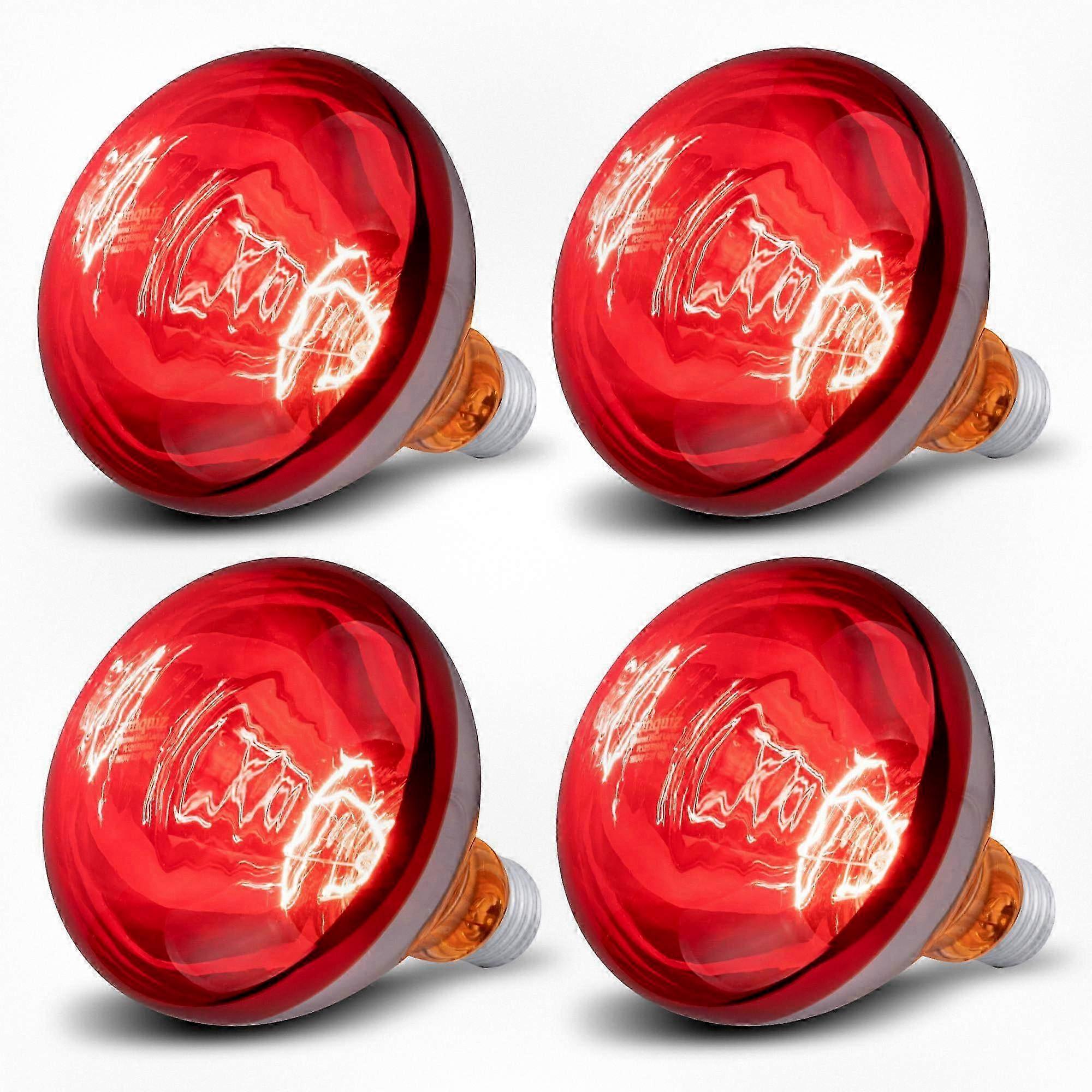 4 Pack 250W R40 Infrared Heat Lamp Bulbs for Chicken Brooder Coop, Red Reflector Bulb for Reptiles and Poultry