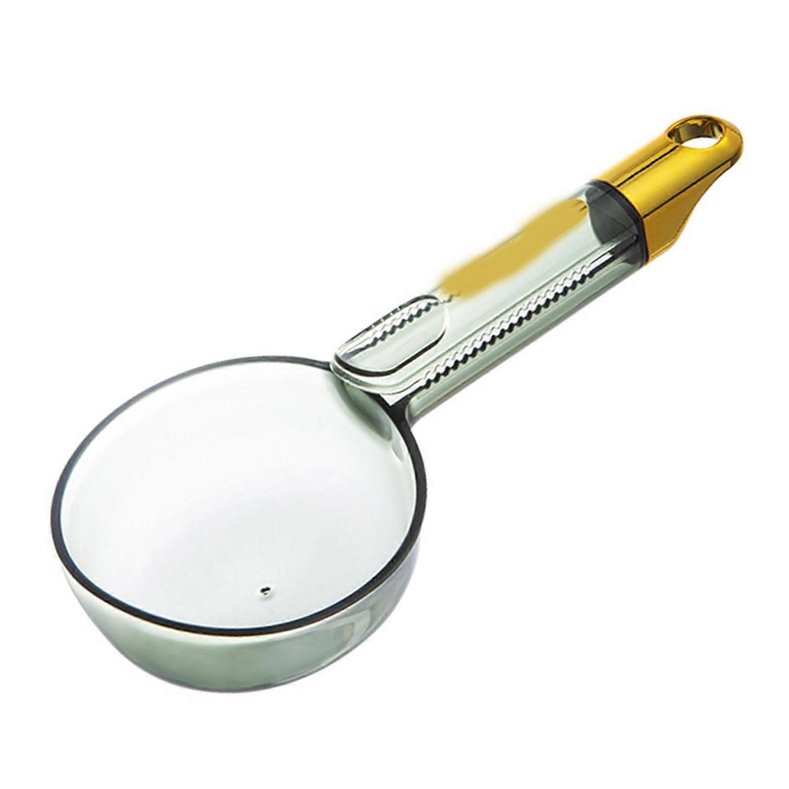 Rice Scoop 180ml Transparent Measuring Spatula with Easy Handle Clip Design for Home Kitchen Use in Green