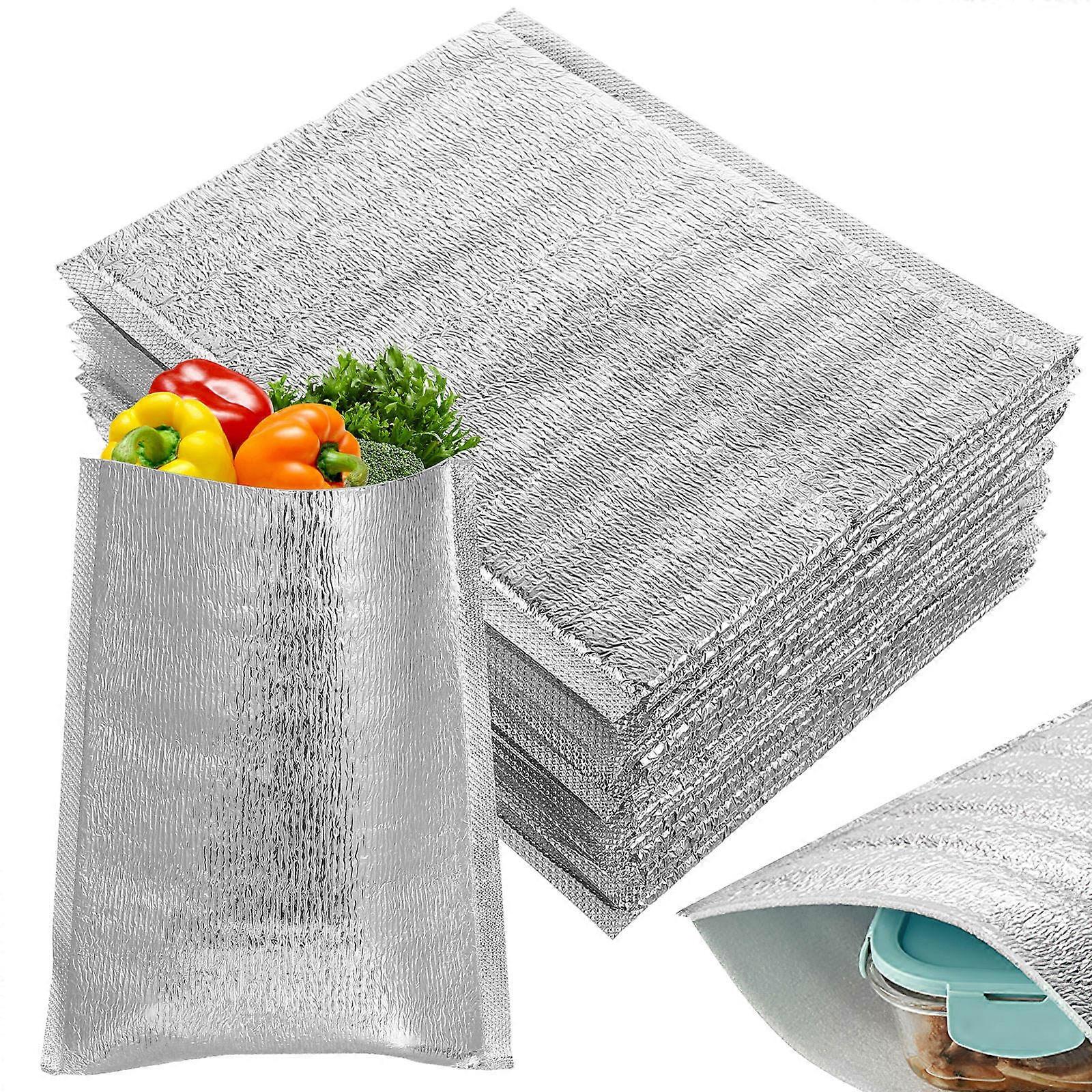 20 Pcs Foil Thermal Insulated Lunch Bags Lightweight Food Storage Heat Preservation Pouches for Takeaway
